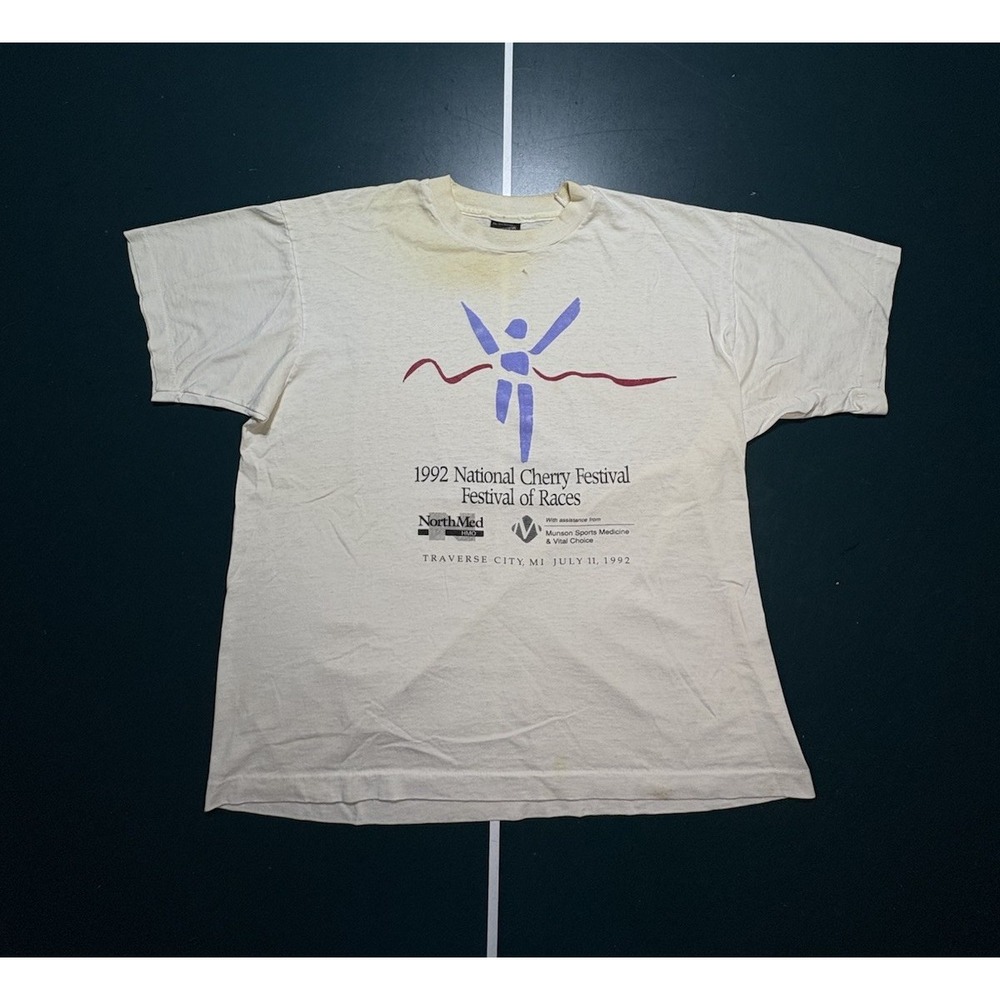 Vtg 90s National Cherry Festival of Races T Shirt XL Traverse City Michigan 1992